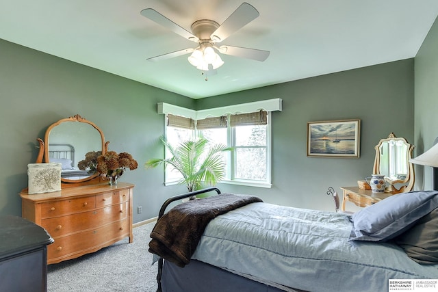 bedroom with carpet floors and ceiling fan