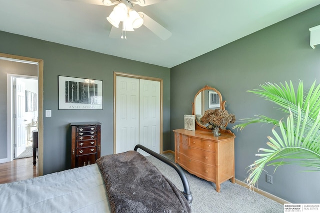 bedroom with a closet and ceiling fan