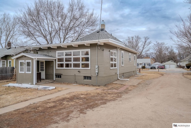 exterior space with a garage