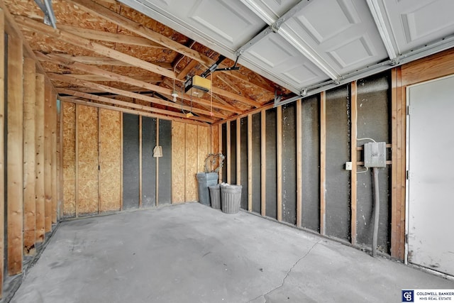 garage with a garage door opener