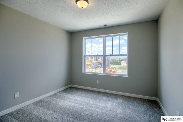 unfurnished room with carpet floors and a textured ceiling