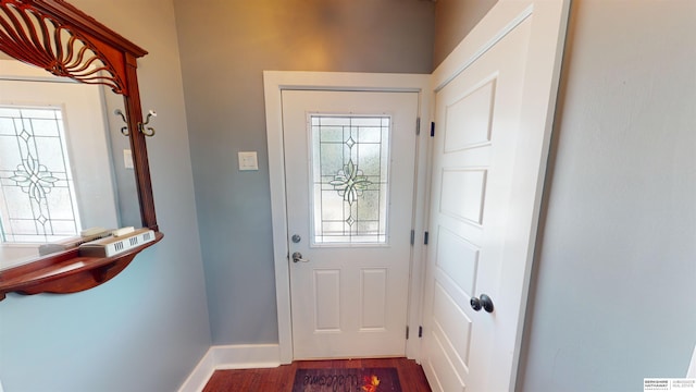 foyer featuring dark wood-type flooring