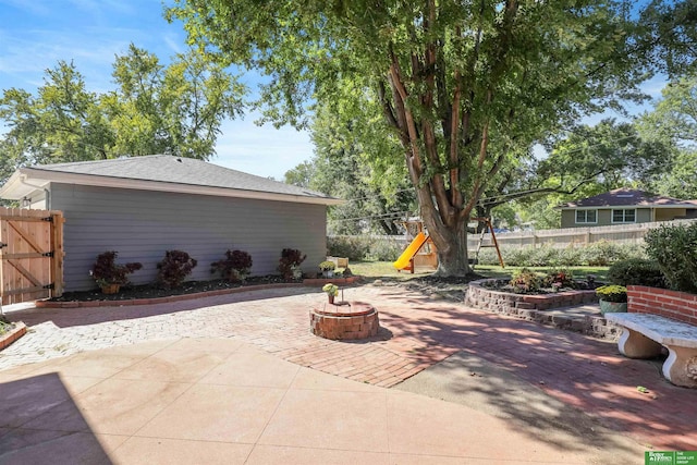 view of patio / terrace with a playground