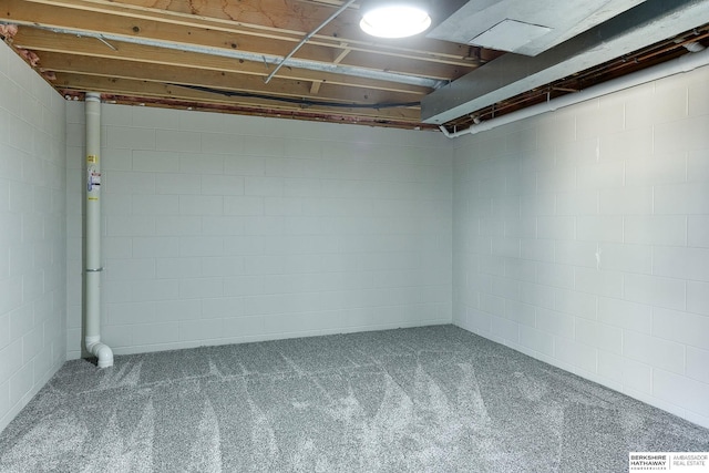 basement with carpet floors