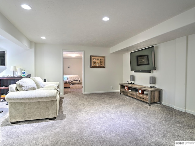 living room with carpet floors