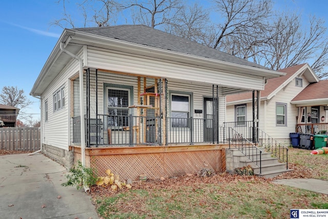 bungalow featuring a porch