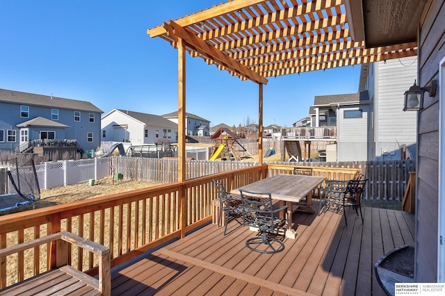 wooden deck with a pergola