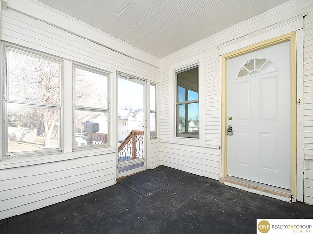 view of unfurnished sunroom