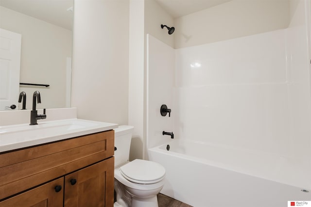 full bathroom with vanity, toilet, and shower / bath combination