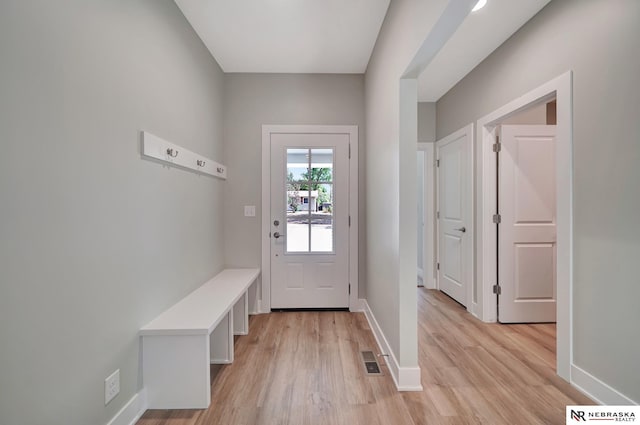 mudroom featuring light hardwood / wood-style flooring