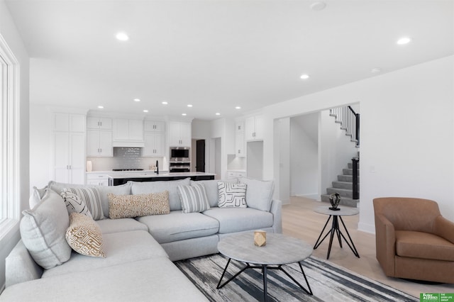 living room with light wood-type flooring