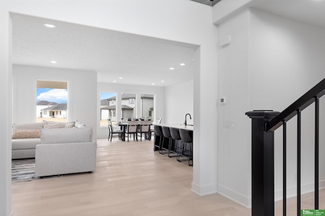 living room featuring light hardwood / wood-style flooring