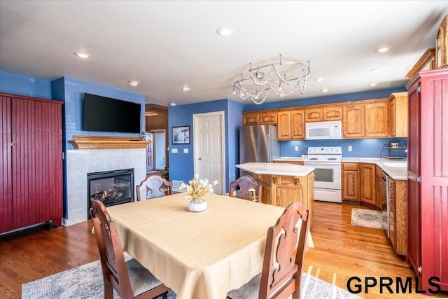 dining area featuring light hardwood / wood-style floors