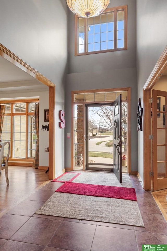 entrance foyer featuring a towering ceiling