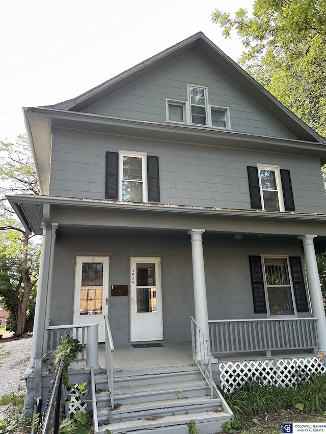 view of front of home featuring covered porch