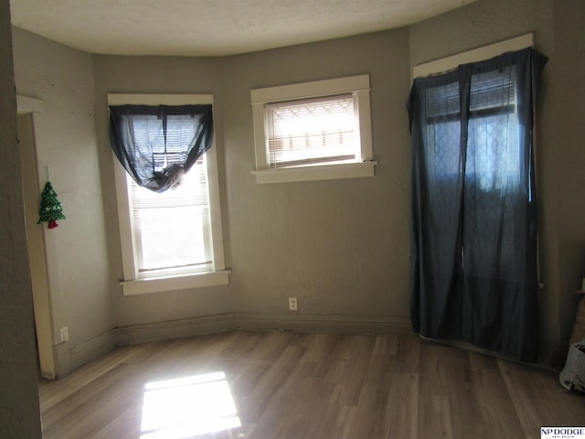 interior space with a healthy amount of sunlight, baseboards, and wood finished floors