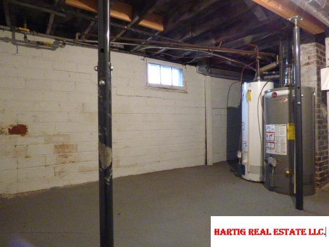 basement with water heater