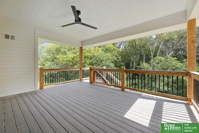 deck featuring ceiling fan