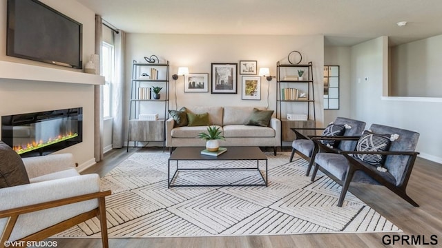 living room featuring light wood-type flooring