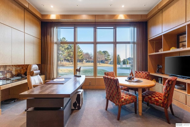 dining area with built in desk