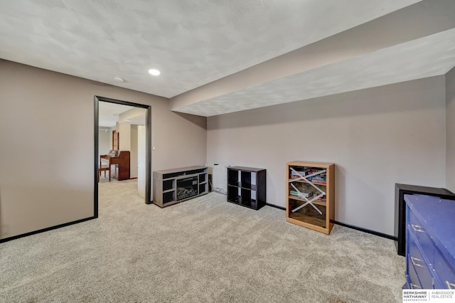 interior space with light colored carpet