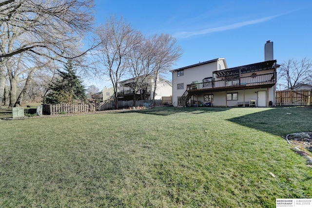 view of yard featuring a deck