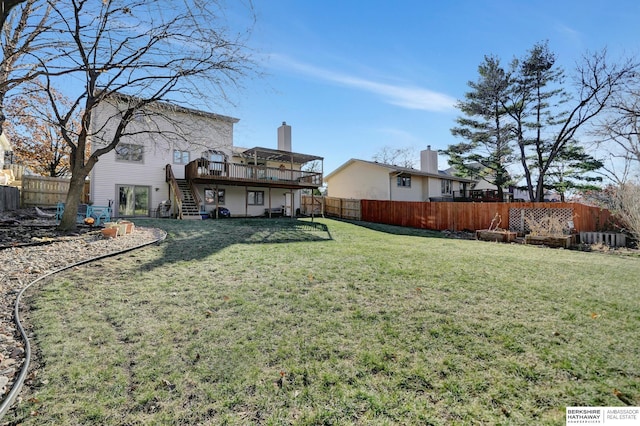 view of yard with a deck