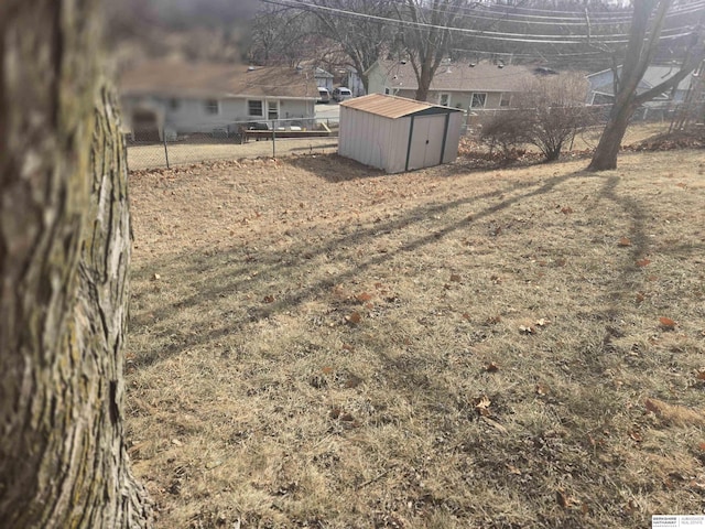 view of yard featuring a shed