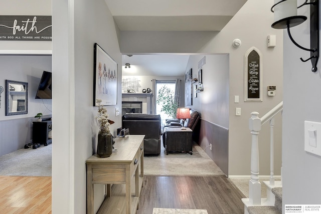 hall featuring wood-type flooring