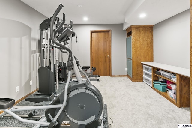 exercise area with carpet flooring