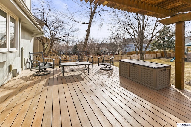 deck featuring a pergola