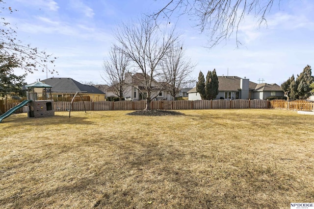 view of yard with a playground