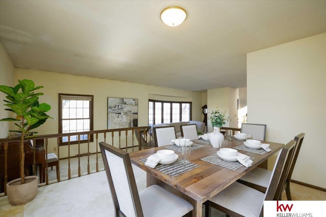 view of carpeted dining room