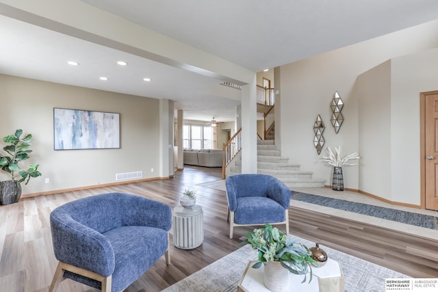 living room featuring hardwood / wood-style floors