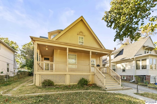 view of front facade featuring covered porch