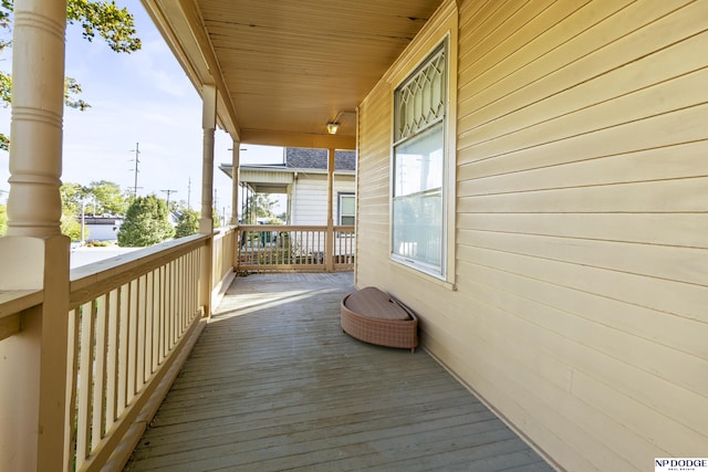 deck featuring covered porch