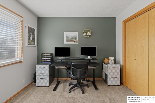 view of carpeted office space