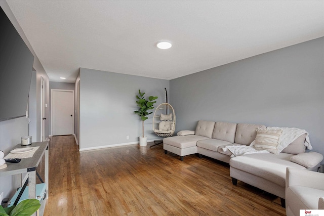 living room with hardwood / wood-style floors