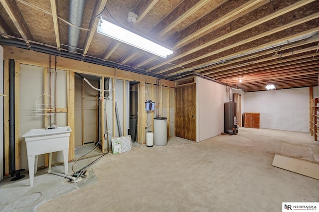 basement with gas water heater