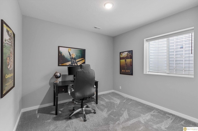 view of carpeted office space