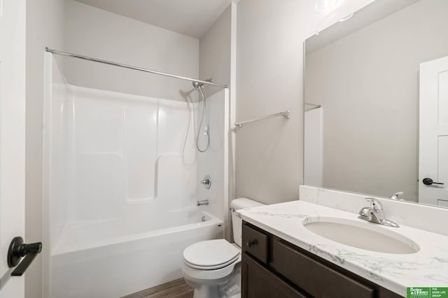 full bathroom with vanity, toilet, and shower / bathing tub combination