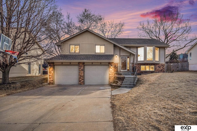 bi-level home with a garage