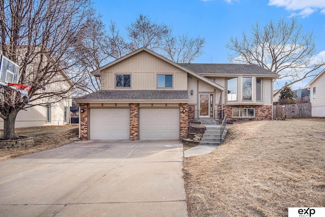 bi-level home with a garage