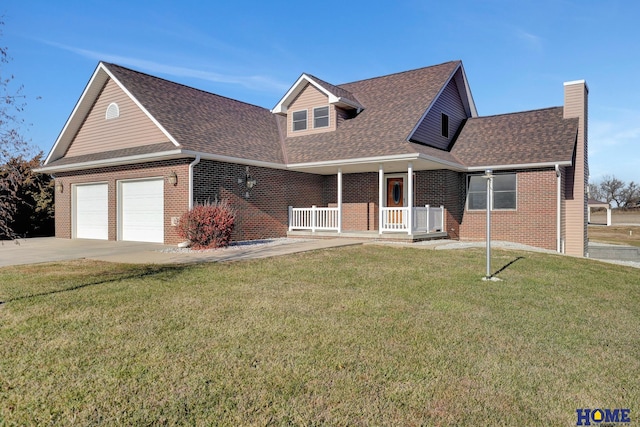 view of front of property with a front lawn and a porch