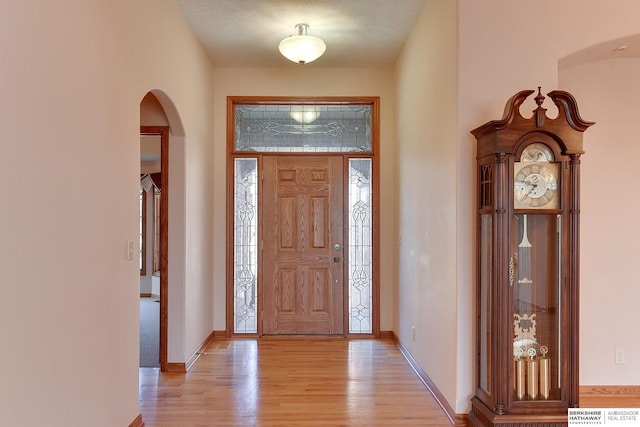 foyer entrance featuring light hardwood / wood-style flooring