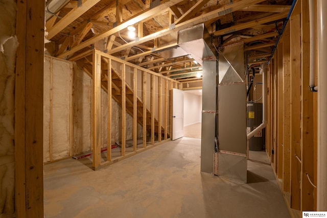 basement featuring water heater