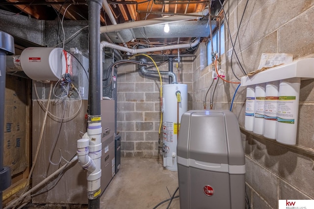 utility room with gas water heater