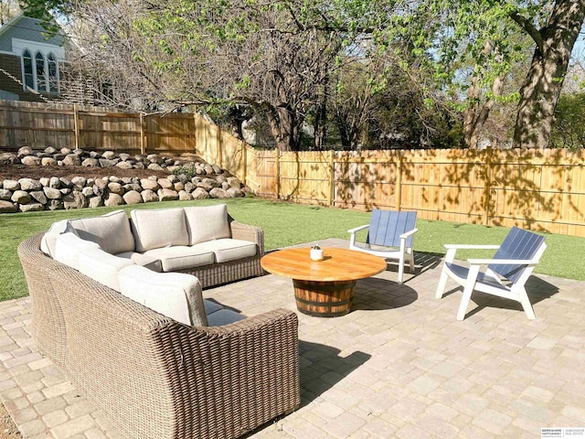 view of patio / terrace featuring an outdoor living space