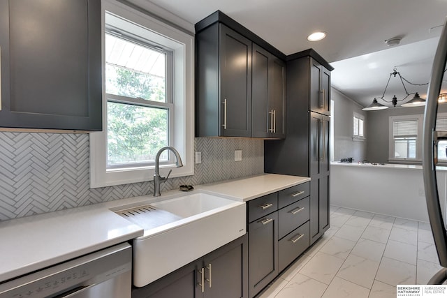 kitchen featuring dishwasher, sink, and backsplash