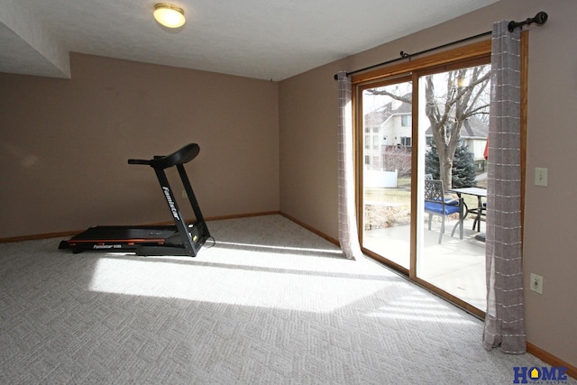 exercise room with carpet